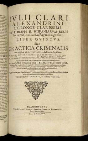 Liber Quintus; Sive Practica Criminalis.