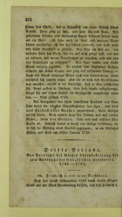 Dritte Periode. Von Friedrichs des Großen Thronbesteigung bis zum Ausbruche der französischen Revolution, 1740 - 1789