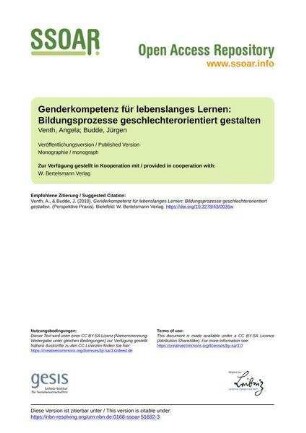 Genderkompetenz für lebenslanges Lernen: Bildungsprozesse geschlechterorientiert gestalten