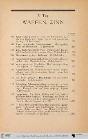 3. Tag: Waffen, Zinn (Nr. 336-451)