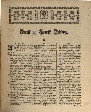 Grand Dictionnaire Royal Danois et François, 2. Dansk og Fransk