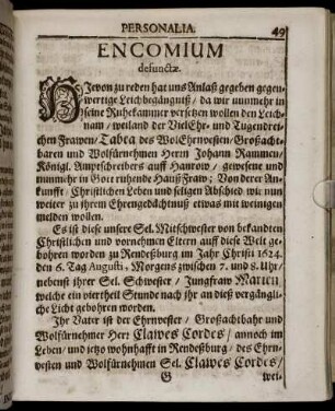 Encomium defunctæ.