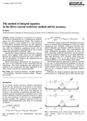 The method of integral equation in the direct current resistivity method and its accuracy