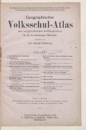 Geographischer Volksschul-Atlas : mit vergleichenden Größenbildern ; für vier- bis sechsclassige Volksschulen