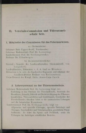 II. Veterinär-Commission und Thierarzneischule betreffend