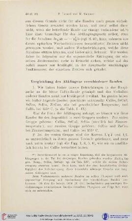 Vergleichung des Abklingens verschiedener Banden