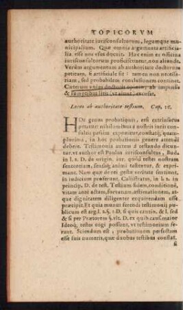 Locus ab authoritate testium. Cap. 16.