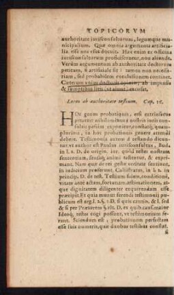 Locus ab authoritate testium. Cap. 16.