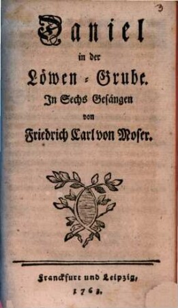 Daniel in der Löwen-Grube : In Sechs Gesängen