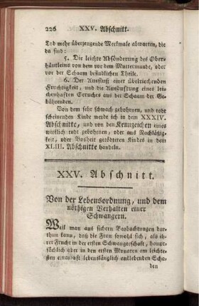 XXV. Abschnitt. Von der Lebensordnung, und dem nöthigen Verhalten einer Schwangern.