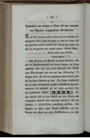 Nachrichten von einigen in Rom und den umliegen Gegenden ausgegrabenen Alterthümern.