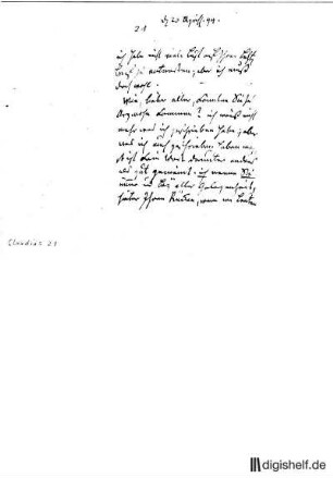 21: Brief von Matthias Claudius an Johann Wilhelm Ludwig Gleim