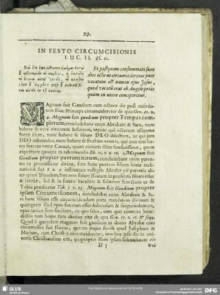 In Festo Circumcisionis Luc. II. vs. 21.