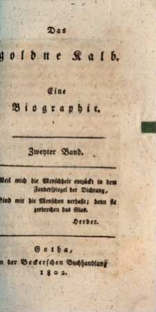 Das goldne Kalb : eine Biographie, 2