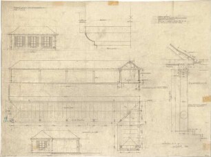 Fischer, Theodor; Bad Tölz (Bayern); Gewerbehalle - Grundriss, Ansichten, Schnitte, Detail