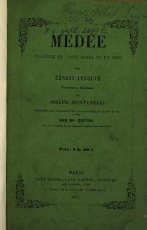 Médée : Tragédie en 3 actes et en vers