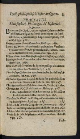 Tractatus Philosophici, Philologici & Historici.