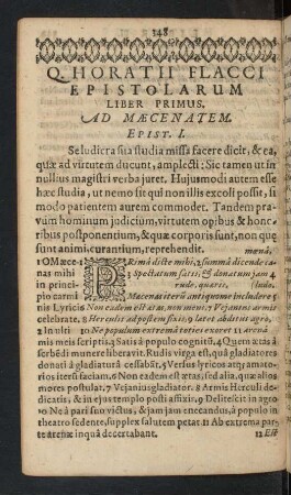 Q. Horatii Flacci Epistolarum Liber Primus.