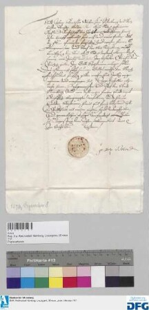 Dr. Johann Baptista Weber zum Pisenberg und Retz, Doktoer beider Rechte, kaiserlicher Geheimer Rat und Reichshofvizekanzler, stellt der Stadt Nürnberg Quittung aus über 440 fl. Stadtsteuer.