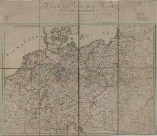 Karte von Deutschland, 1:2 000 000, Lithographie, 1816 : Karte des deutschen Reichs : in seine Bundesstaaten eingetheilt ; nach den Festsetzungen des Wiener Congresses und den nachherigen Austauschungen / gezeichnet von J. M. F. Schmidt. Schrift von Jäck. - [Ca. 1:2 000 000] - Berlin : Simon Schropp et Comp. , 1816. - 1 Kt. : grenzkol. Lithogr. ; 62 x 44 cm