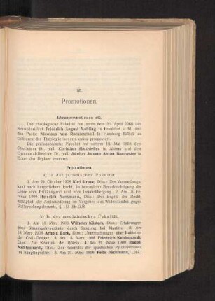 III. Promotionen.