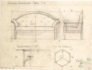 Fischer, Theodor; Blaichach; Haus Gradner - Sofa u. Rauchtischchen im Herrenzimmer (Ansichten)