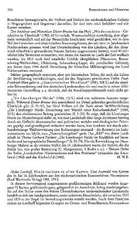 Leerhoff, Heiko :: Niedersachsen in alten Karten, eine Auswahl von Karten des 16. bis 18. Jahrhunderts aus den niedersächsischen Staatsarchiven : Neumünster, Wachholtz, 1985