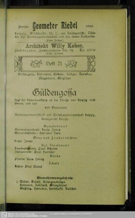 Heft 21. Güldengossa. Störmthal. Göhren. Rödgen. Dreiskau. Magdeborn. Göltzschen