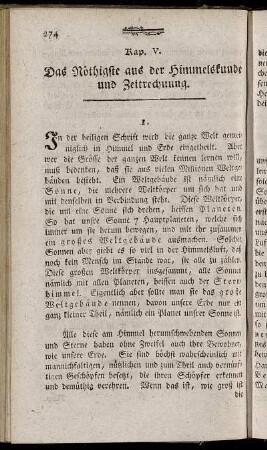 Kap. V. Das Nöthigste aus der Himmelskunde und Zeitrechnung