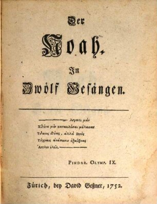 Der Noah : In Zwölf Gesängen