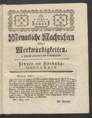 Jenner und Hornung, MDCCLXXIV