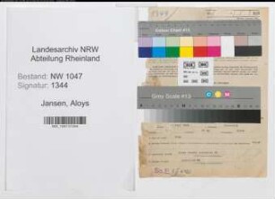 Entnazifizierung Aloys Jansen , geb. 21.06.1898 (Rendant)
