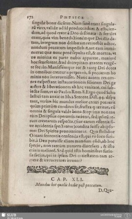 Cap. XLI. Mundus hic qualis hodie post peccatum