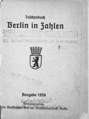 1939: Berlin in Zahlen : Taschenbuch