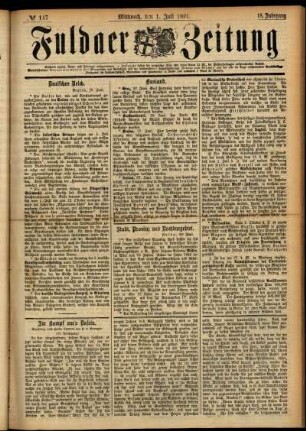 Ausgabe vom Mittwoch, den 01. Juli 1891.