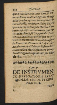 Cap. V. De Instrumento Navigationis Salomonaeae, Seu De Pyxide Nautica.