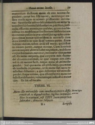 Thesis VI. [Motus leges aeternae]
