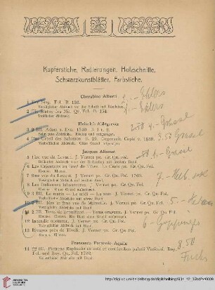 Kupferstiche, Radierungen, Holzschnitte, Schwarzkunstblätter, Farbstiche (Nr. 1-783)