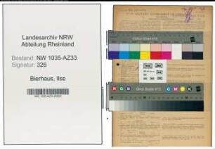 Entnazifizierung Ilse Bierhaus , geb. 27.11.1919 (Kaufmaennische Angestellte)