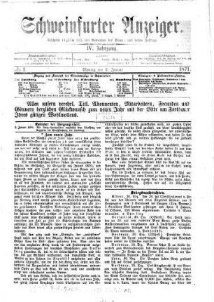Schweinfurter Anzeiger. 1871 = Jg. 4, 1 - 6