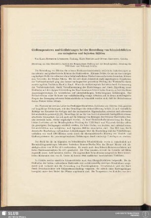 Gießtemperaturen und Gießleistungen bei der Herstellung von Schmiedeblöcken aus unlegierten und legierten Stählen