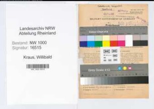 Entnazifizierung Willibald Kraus, geb. 15.11.1902 (Beamter)