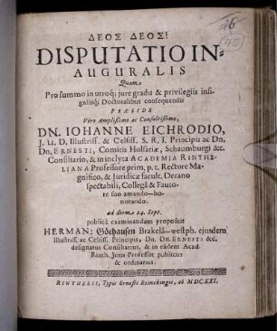 Disputatio Inauguralis