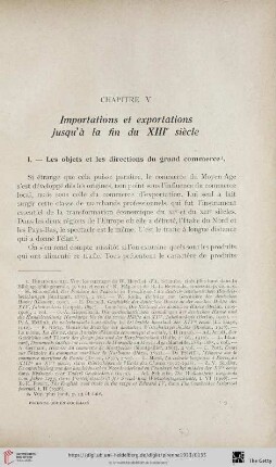Chapitre V: Importations et exportations jusqu'à la fin du XIIIe siècle