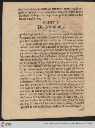 Caput I: De nomine