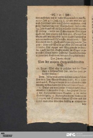 Das Zehende Stück Von der wahren Hertz-verändernden Buß.