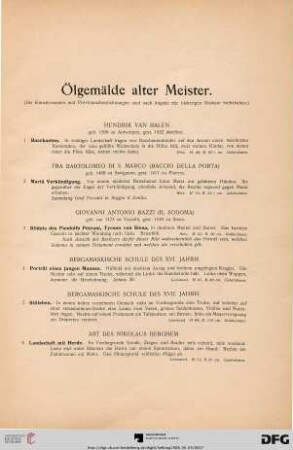 Ölgemälde alter Meister (Nr. 1-60)