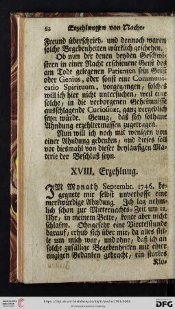 XVIII. Erzehlung