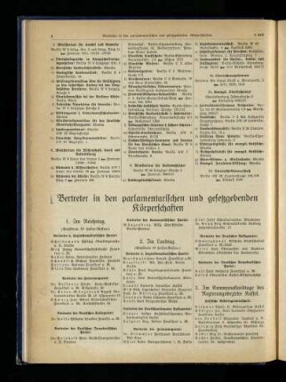 Vertreter in den parlamentarischen und gesetzgebenden Körperschaften