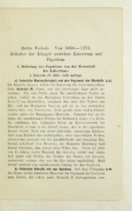 Dritte Periode. Von 1056-1273. Zeitalter der Kämpfe zwischen Kaisertum und Papsttum